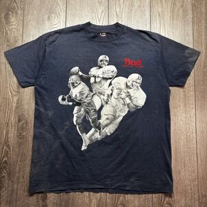 Vintage Budweiser King of Beers Football 1990s Shirt XL Blue Faded